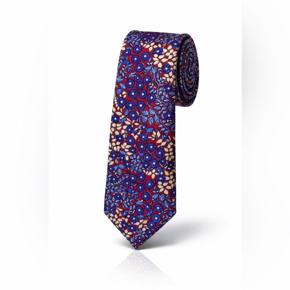 NEW! Cremieux Floral Tie in Red and Blue - Picture 2 of 5